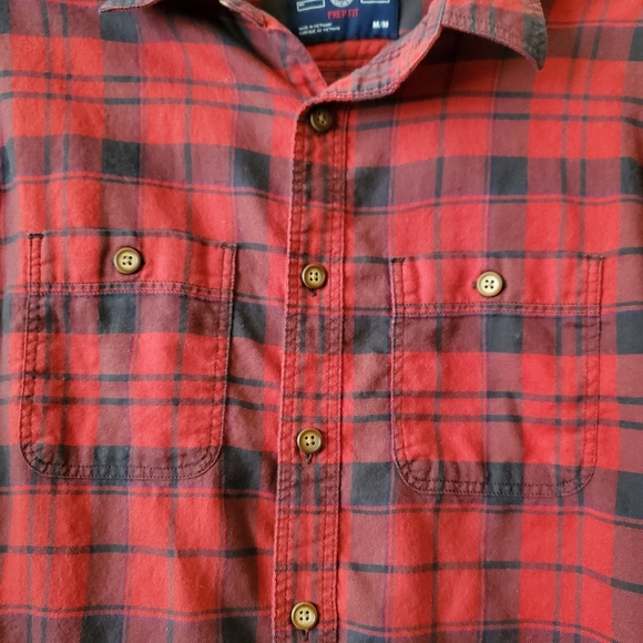 American Eagle Outfitters Red Plaid Prep Fit Button Down Shirt - Picture 4 of 10